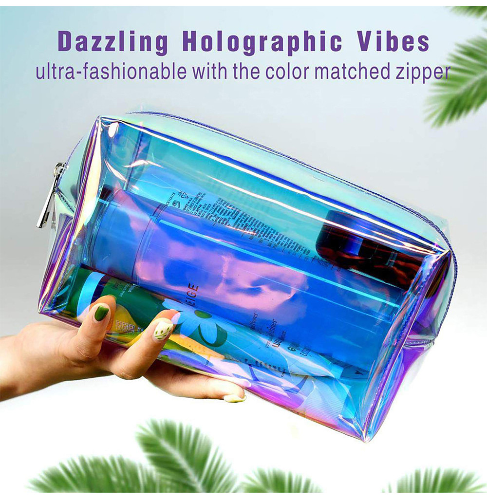 F Color 2 Pack PVC Cosmetic Toiletry Bag For Women