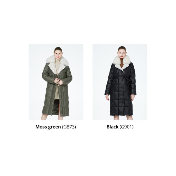 Elegant Removable Fox Fur Collar Down Jacket with Lamb Fur Lapel, Belt & Hat for Winter