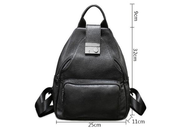 Casual Vintage Large Womens Backpack Bags , Lady Solid School Black Leather