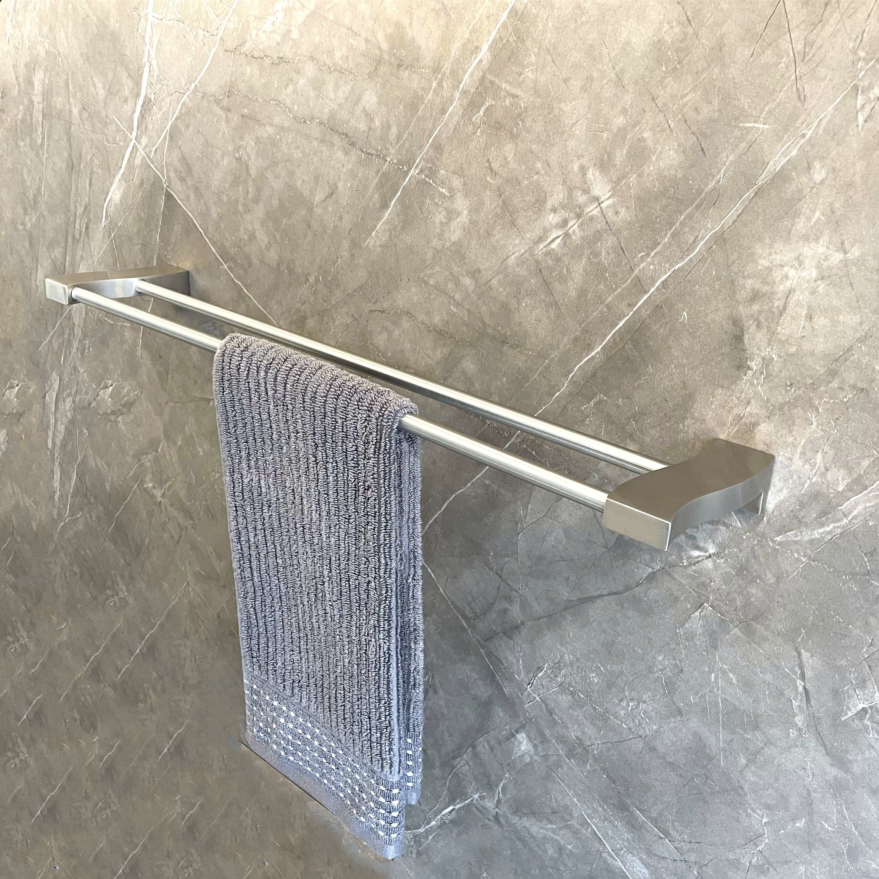 526mm Double Towel Bar Brushed Nickel Sus304 Bath Towel Holder Rustproof Wall Mount