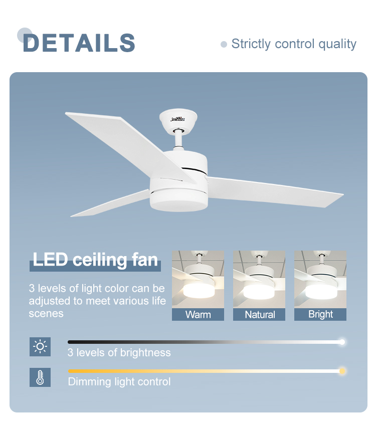 110-240V/50Hz-60Hz 52 Inch Ceiling Fan with Remote Control and OEM Color Wood Blades