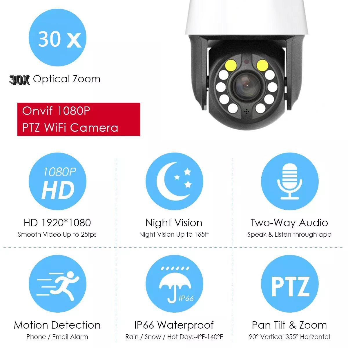 Outdoor Waterproof App Human Tracking 5MP 36X Optical Zoom Ip Speed Dome Camera With Siren Alarm WIFI PTZ Camera