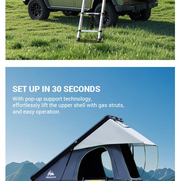 2.3m Car Roof Tent Camping 300gsm Polyester Hard Shell Ladder For SUV Van