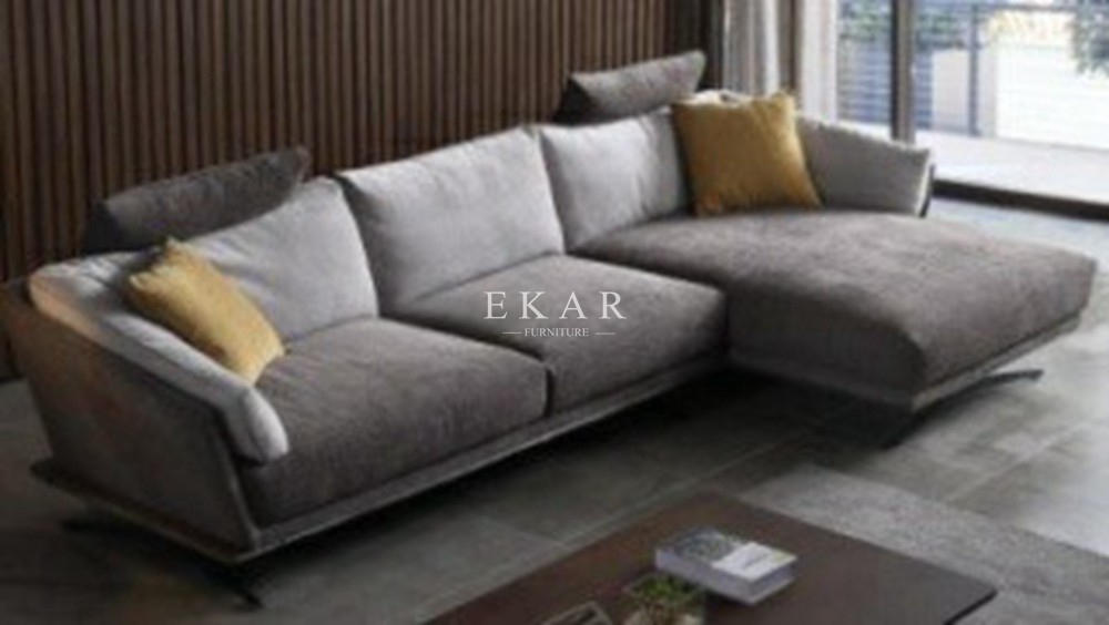 Fabric Living Room Furniture Chaise Longue L Shape Corner Sofa Set
