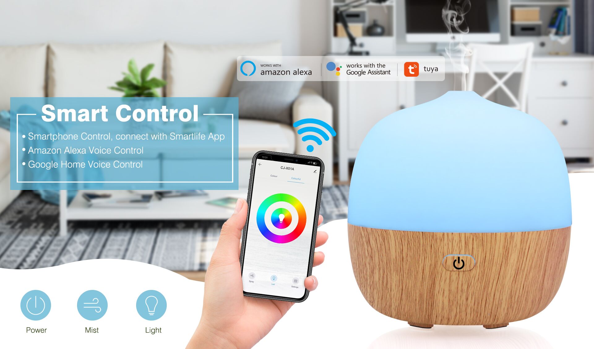 App / Voice Control Portable Ultrasonic 120ml Smart Aroma Diffuser