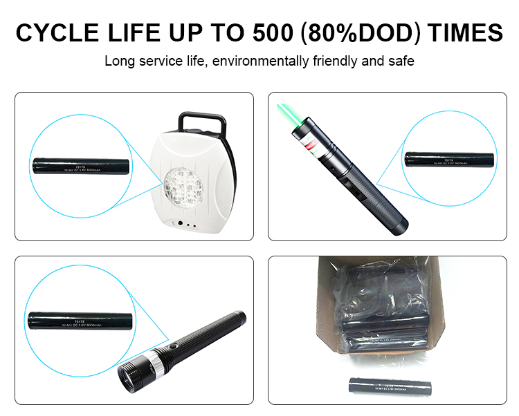 Custom Flashlight Battery Pack 3000mah 3.6v NiMh Rechargeable Battery