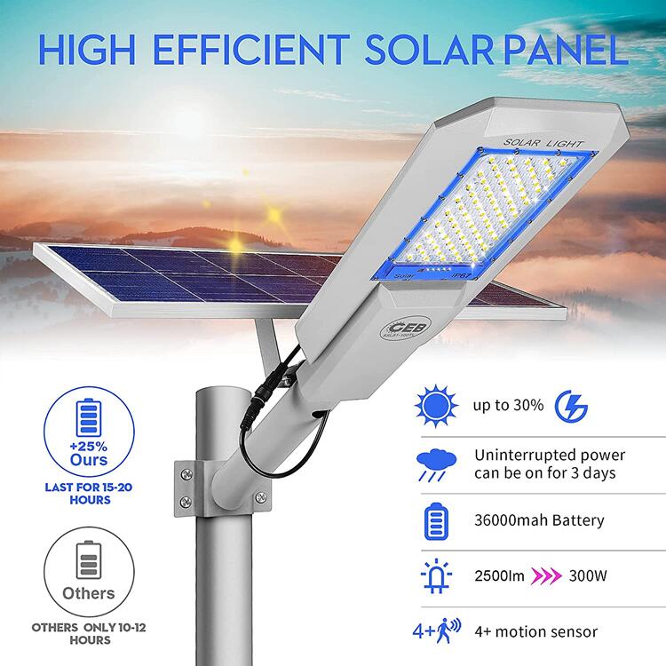 5000lm 300 Watts Solar Street Light LED Solar Powered Lights SMD 5730