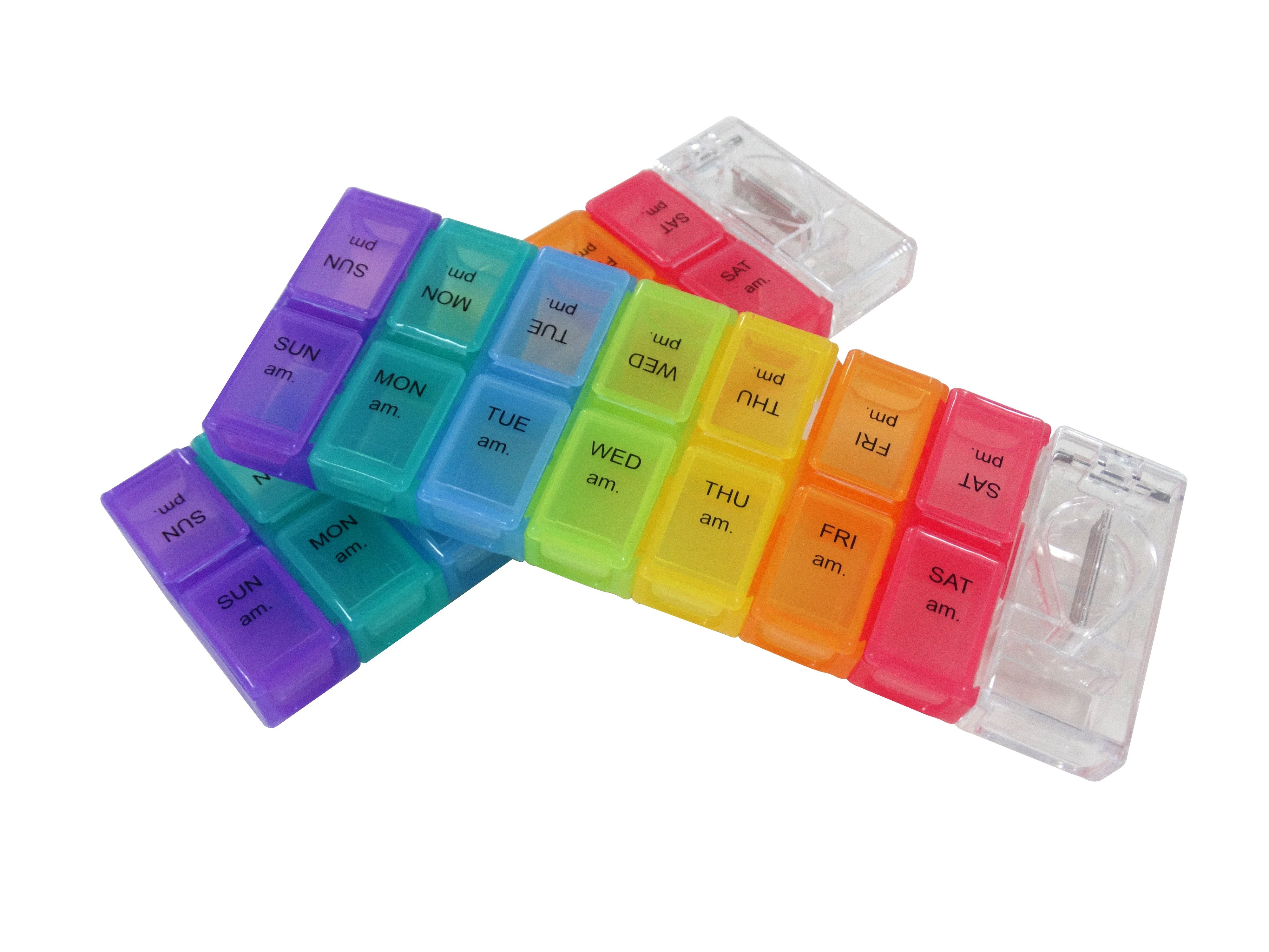 Weekly 7 Days Pill Organizer AM/PM Detachable Pill Box With Cutter