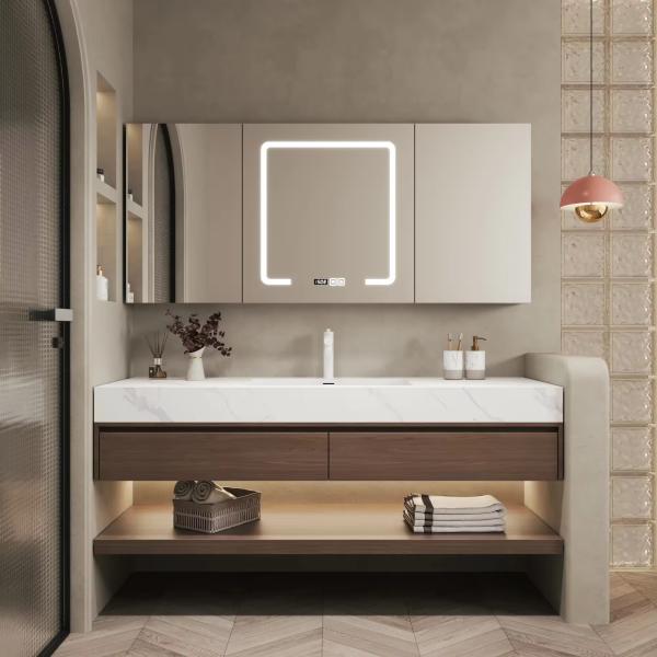 MDF Board timber Bathroom Sink Cabinets Unit Silver Mirror