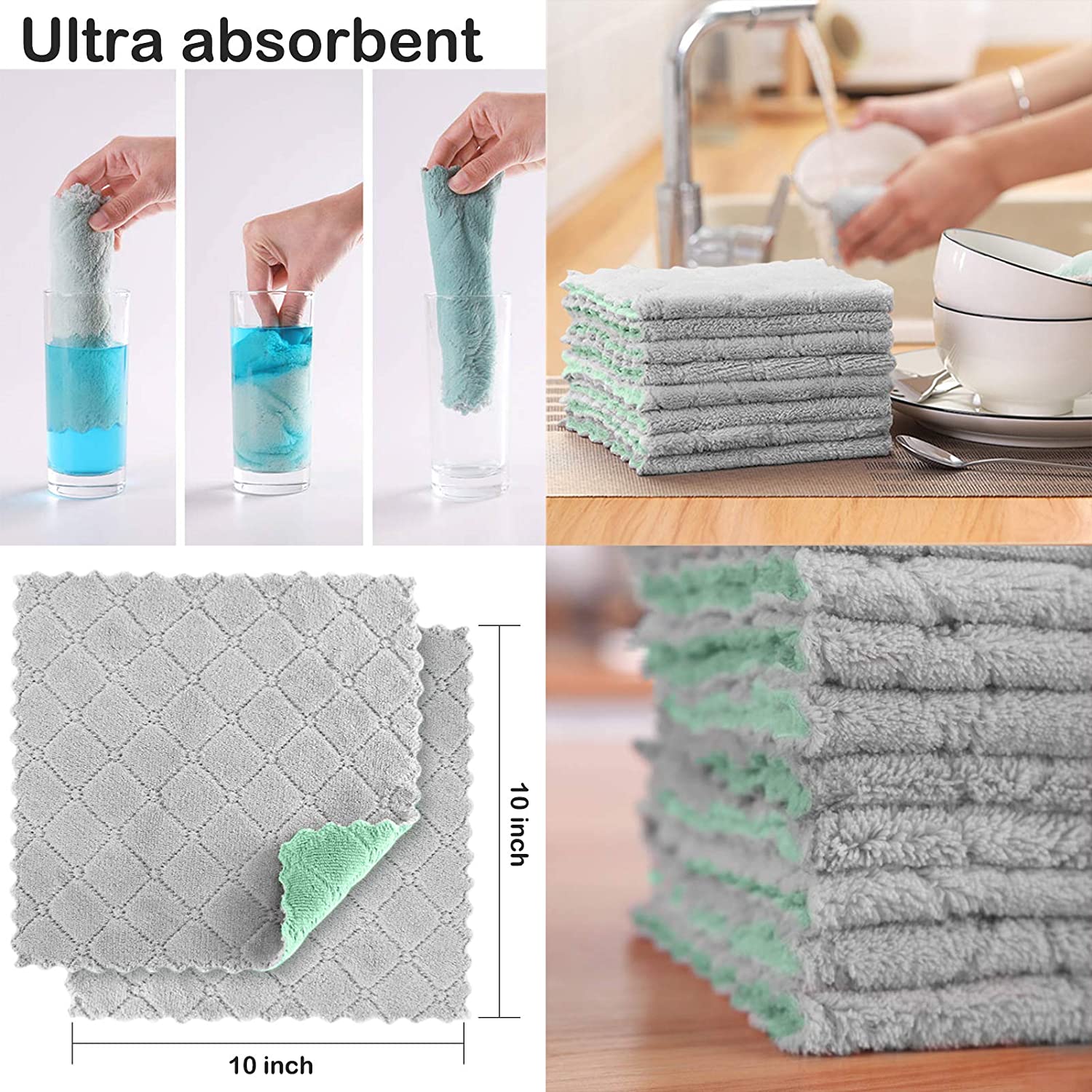 Knitted Design Microfiber Cleaning Cloth for House Kit Lint Free and Multi Color