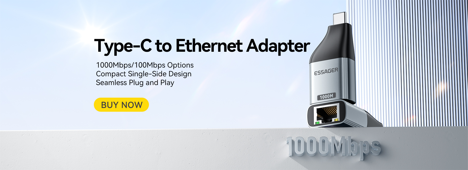 ESSAGER ES-OTG22 Series Type C USB C To Ethernet Adapter 100 1000 Mbps
