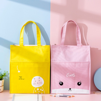 Custom Design Cartoon Review Bag Student Cloth Art Portable Study Bag Student Tutorial Bag Random Pattern
