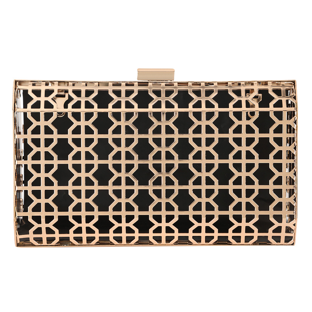 18.4*10.9cm Hexagon Pattern Gold Metal Purse Frame 258g