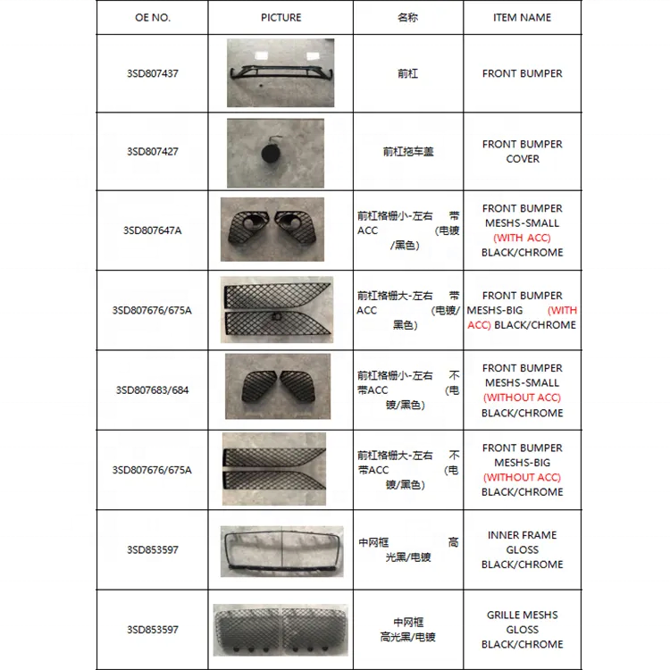 Suitable For Bentley GT GTC Grille 2012 2013 2014 2015 2016 2017 Coupe 3w3 853 683A/684A