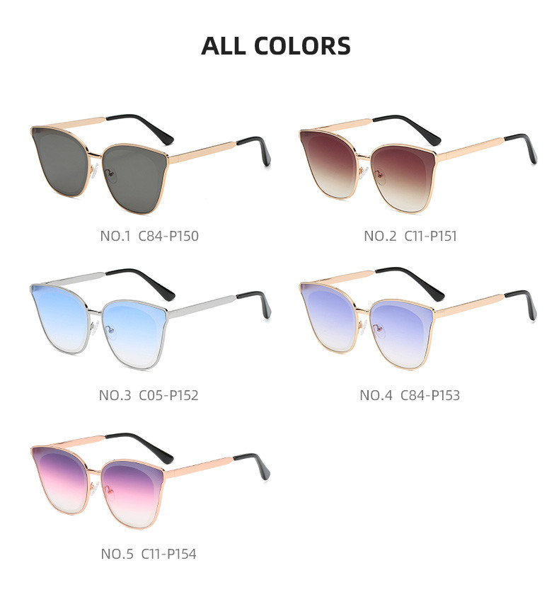 Womens Cat Eye Metal Frame Sunglasses Mirrored Tint Lenses CE