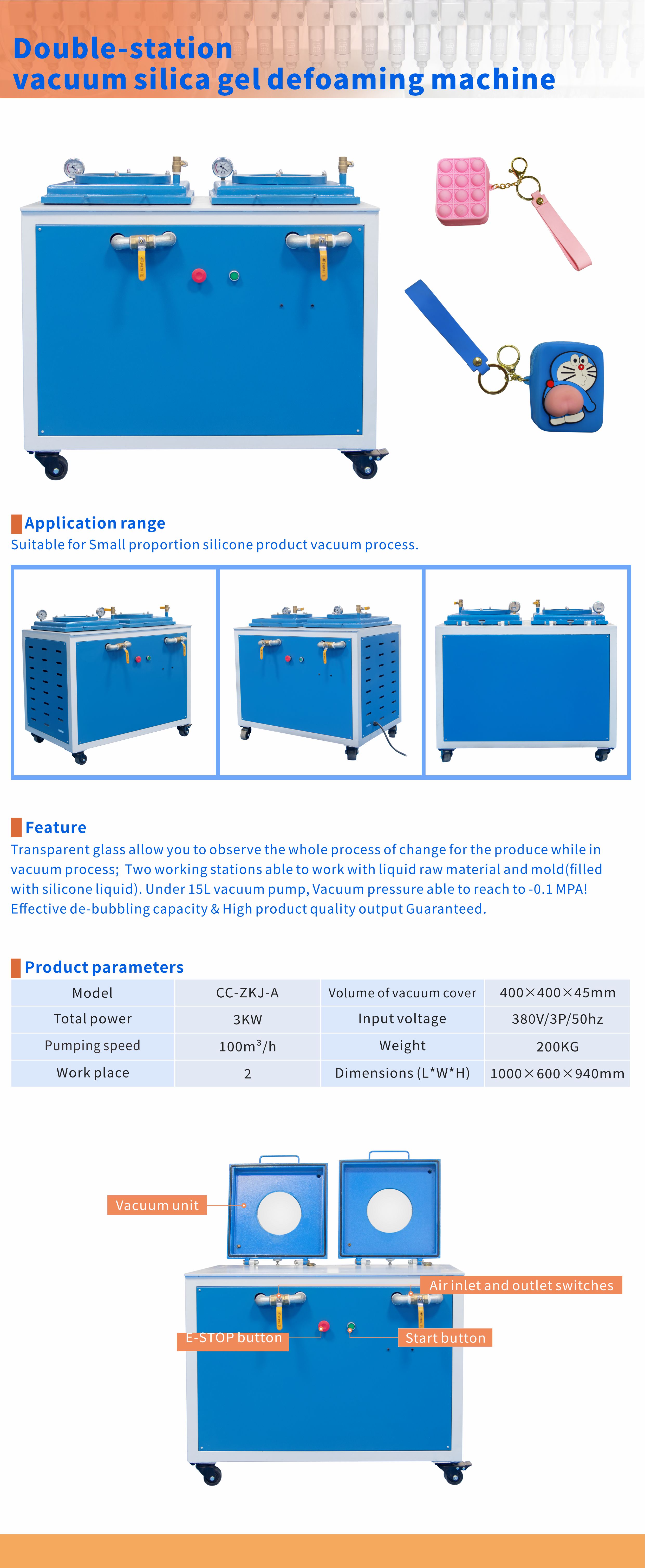 Double Station Vacuum Silica Gel Defoaming Machine For Silicone Products