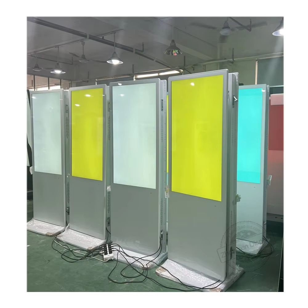 Portable Lcd Advertising Screen 43 49 55 Inch 4K Resolution Double Sided Digital Signage Totem Advertising Display With Webcam