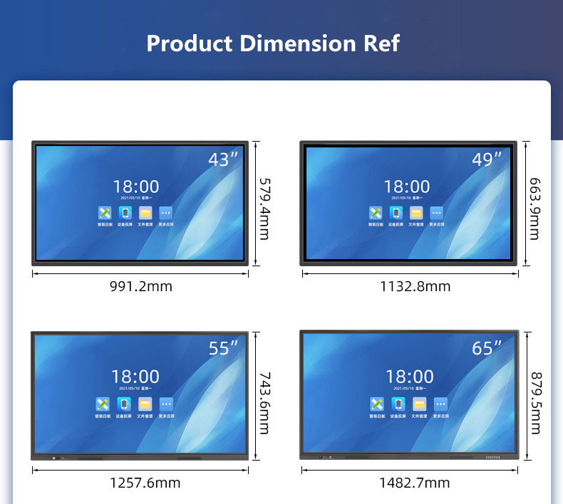 High Resolution Display Touch Screen Interactive Whiteboard with Optional Built-in Microphone
