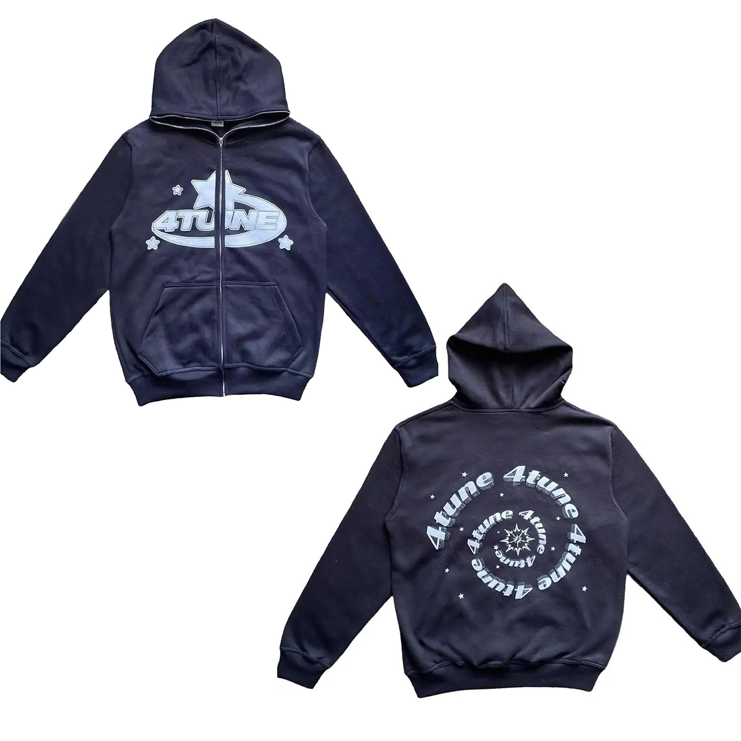 Custom Men's Full Face Zip Neck Hoodie in M-3XL or Custom Size with French Terry Fabric