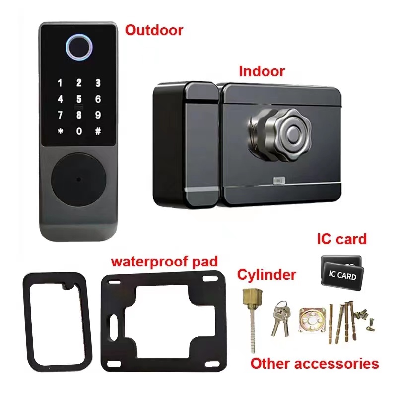 Waterproof Smart Door Lock Tuya TTlock Fingerprint Keyless IC Card Digital Door Lock