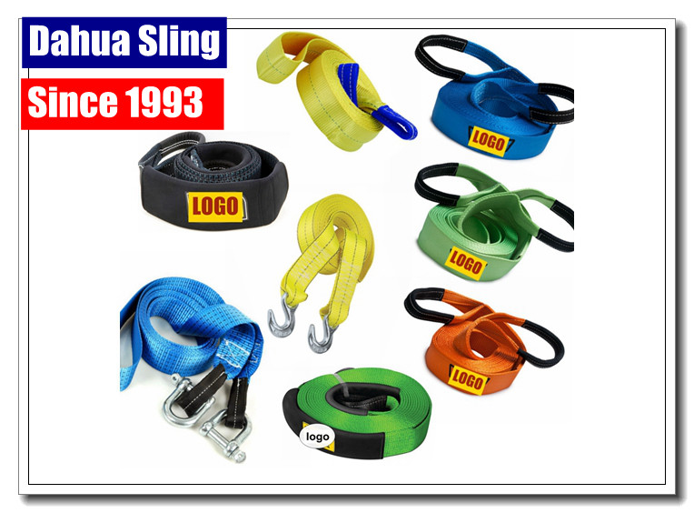 3 Tons 12ft Tow Recovery Strap With Loop Ends , 2 Hooks Recovery Truck Straps