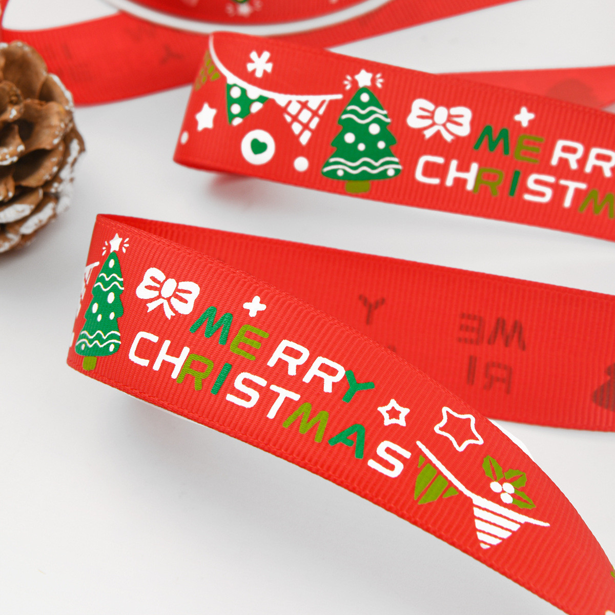 2cm 2.5cm Christmas Printed Ribbons ISO14001 Personalised Xmas Ribbon