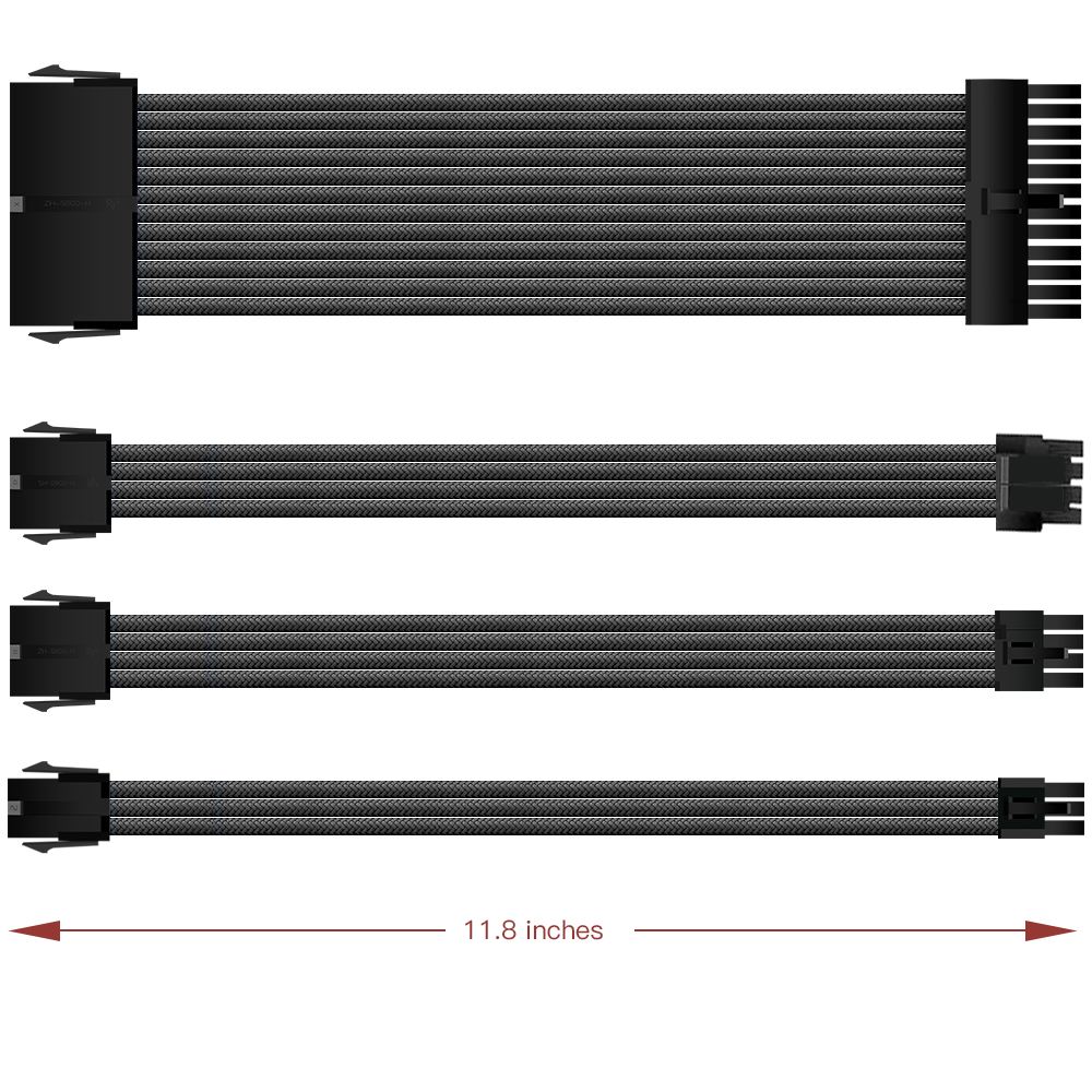 Sleeve Extension Power Supply Cable Kit 18AWG ATX 24P+ EPS 8-P+PCI-E8-P with Combs for PSU to Motherboard/GPU