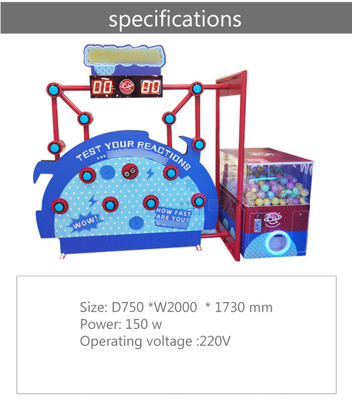 Cartoon Coin Operated Arcade Machines 2 Kids Pat Button Reaction Game Win Capsule Gacha Game Machine