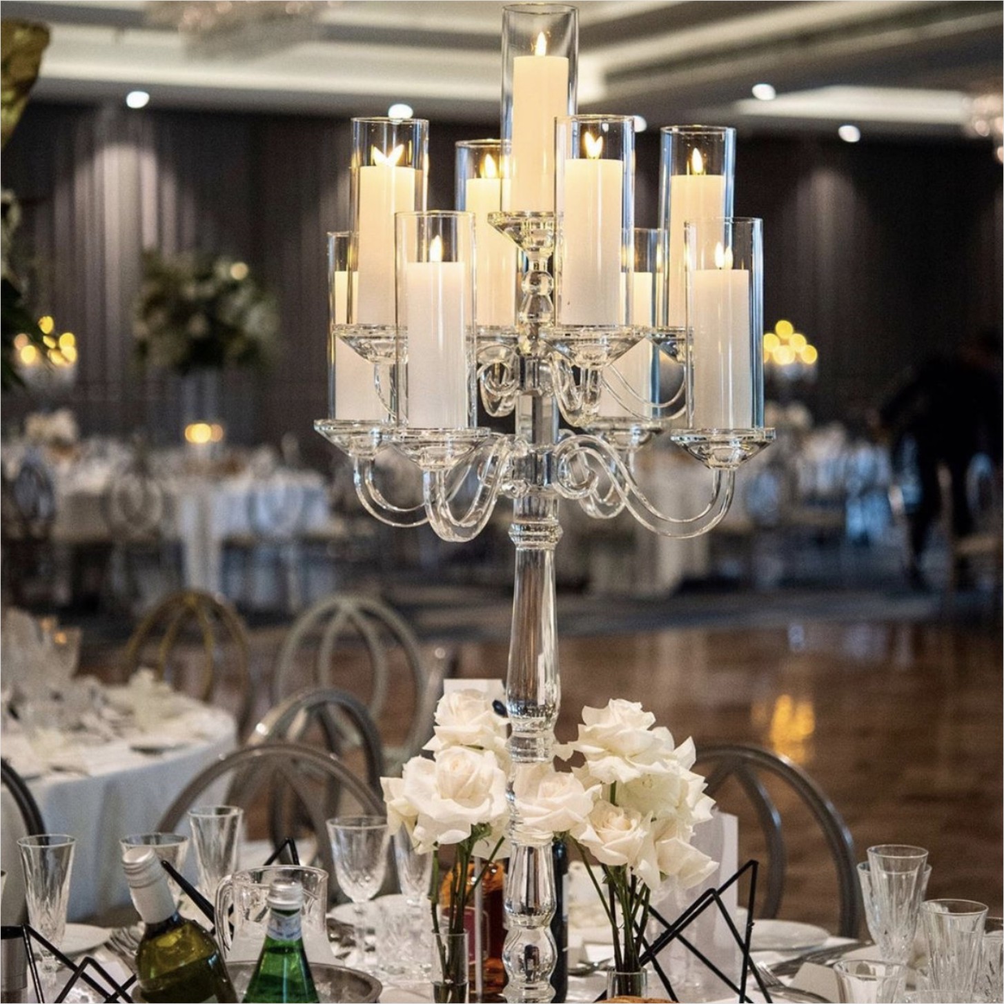 9 Arms Crystal Glass Candelabra Chandelier Decorations Table Centerpiece 125cm