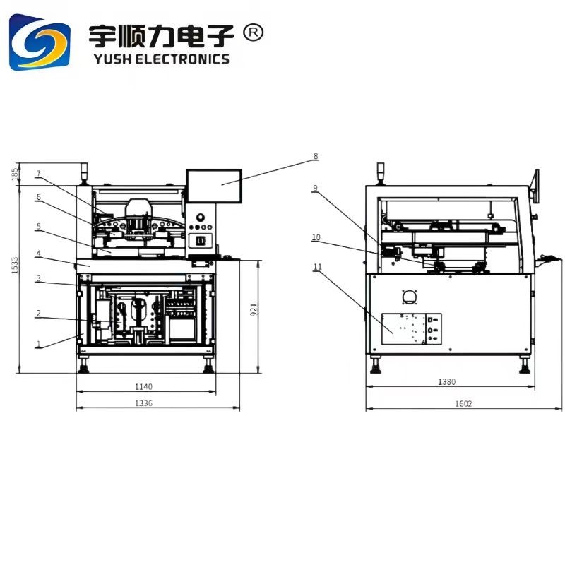 PCB Solder Paste Printer YSL-T3Plus Scraper Pressure 0~20kg PCB Backside Part Height 10MM Thickness 400(X)X310(Y)m