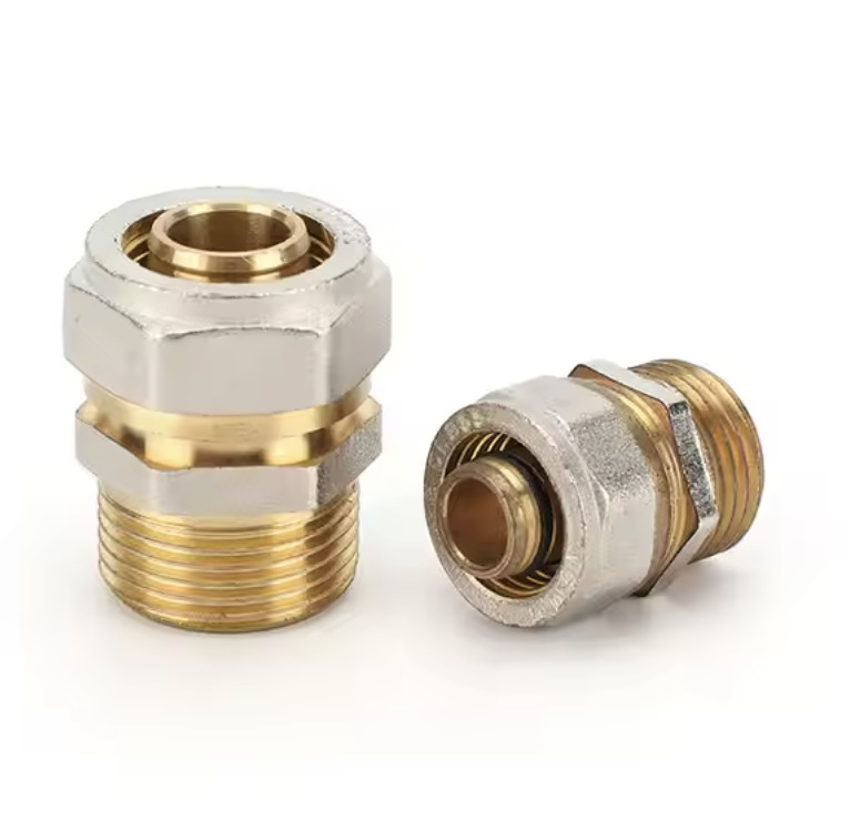 Pressure Chrome Plated Brass Female PEX Compression Fitting 16-32MM PEX Fittings Brass Male Socket PEX Fitting