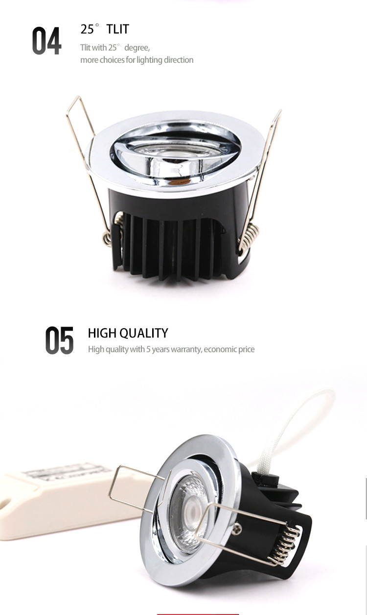 Mini 500lumens Tilting LED Downlights 55mm Cut Out LED Downlights