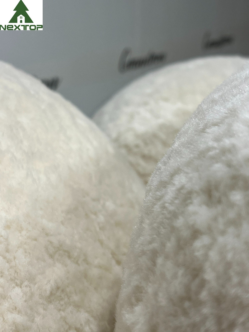Shaped Fabric Velvet 3 Seats White Plush Sofa For Hotel Room Home Villa