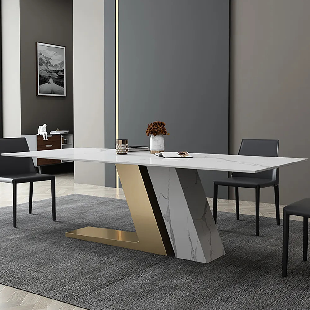 Modern Light Luxury Sintered Stone Multifunctional Dining Table Chair Simple Rectangular Small Family