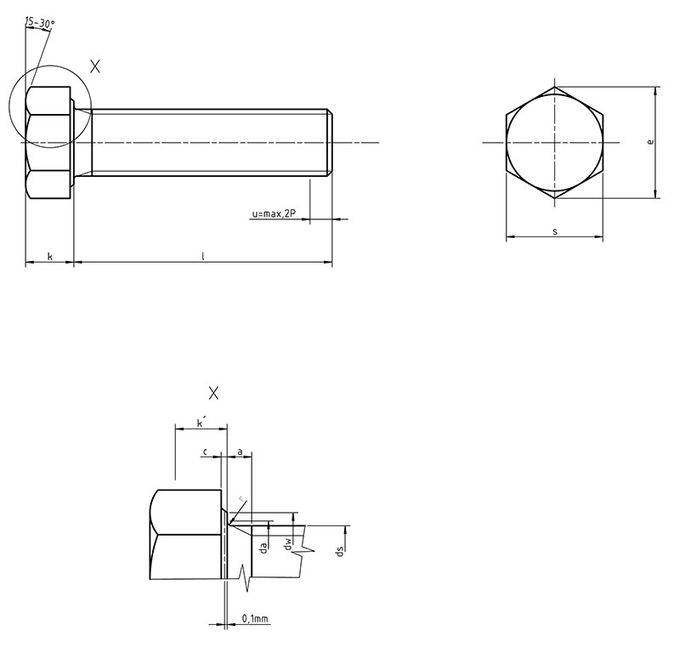Stainless steel 304 A2-70 A2-80 316 A4-70 A4-80  DIN933 full thread Hexagon head bolts test according ISO898-1 0