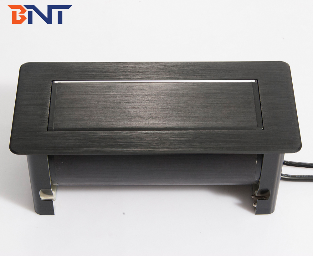 Thick aluminum panel touch press conference table flip up power outlet