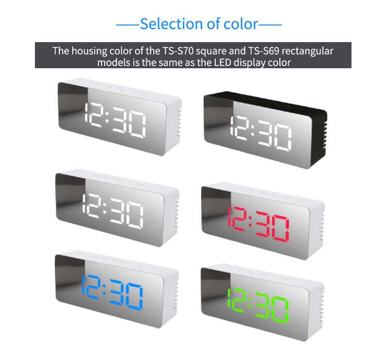 Household Thermometers Creative LED Mirror Digital Electronic Clock For Bedside Gift
