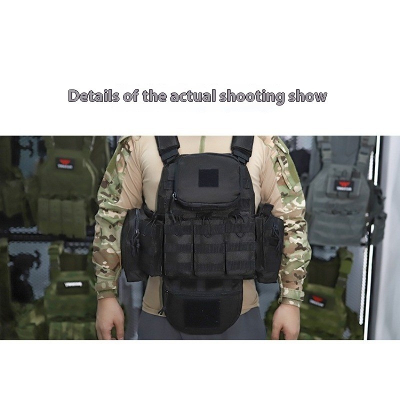 All - protective Tactical Vest for Outdoor Military Enthusiasts, MOLLE - modular Camouflage Waistcoat in Black, Complete Set of Equipment