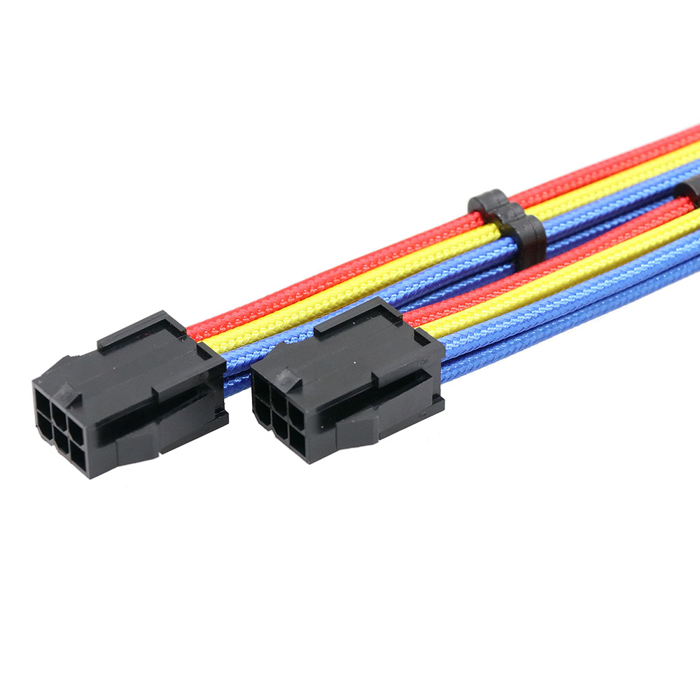 ATX Braided Sleeved Power Supply Cable Kits 1* 24 Pin 1*4 + 4 Pin EPS , 2* 6+2 Pin PCI-e , 2*6 Pin Extension Cable Kit