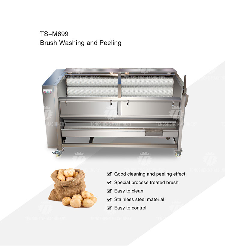1500KG/H Sweet potato cleaning and peeling machine manufacturers supply brush peeling cleaning machine