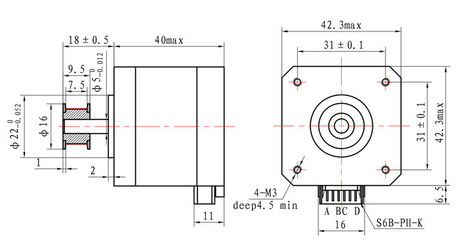 【42SHD0229】42x42x40mm NEMA 17 Hybrid Stepper Motor with gear 0.38Nm for XYZ axis 3D Printer