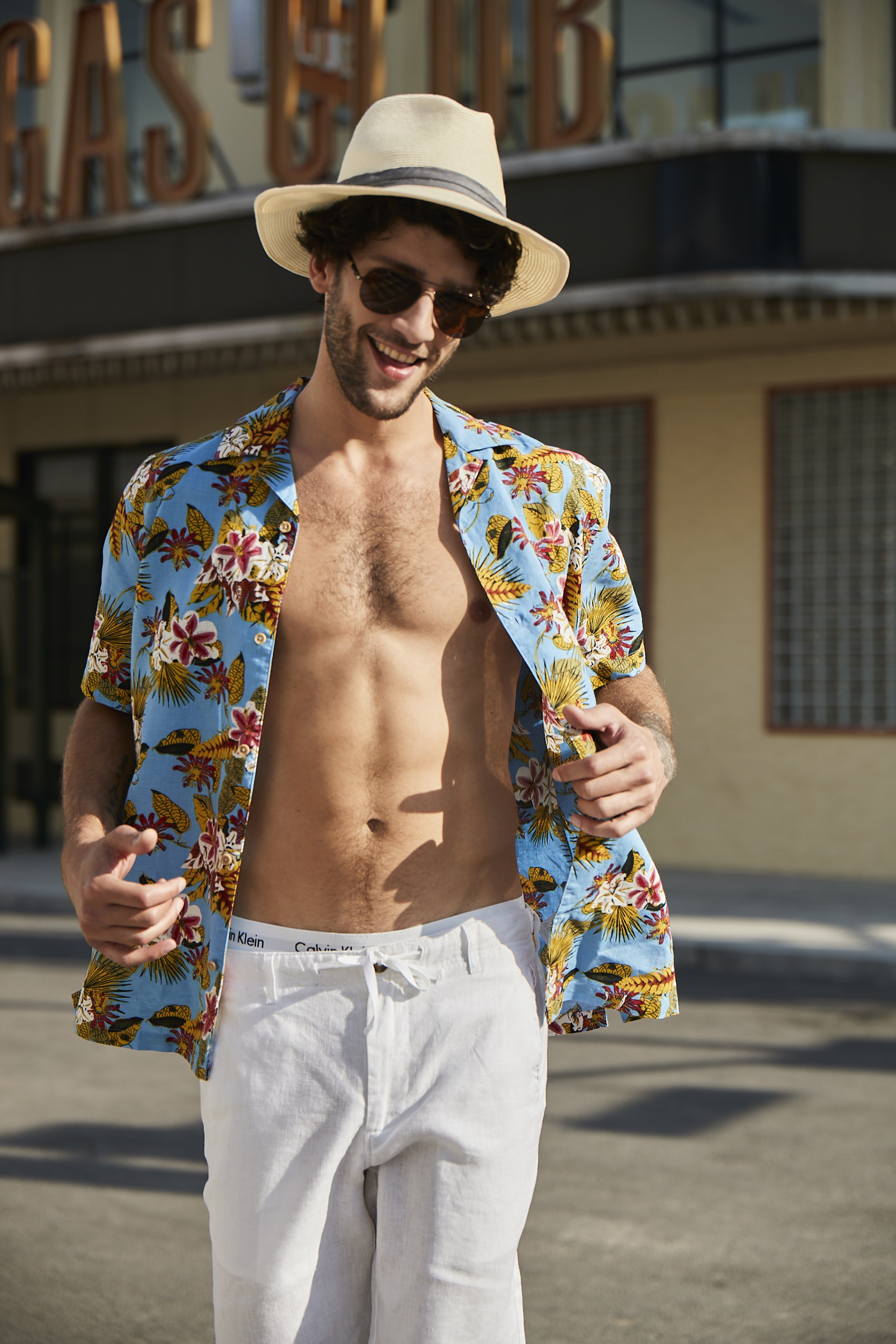 colorful Men's Casual Short Sleeve Shirts Summer Blue Printed