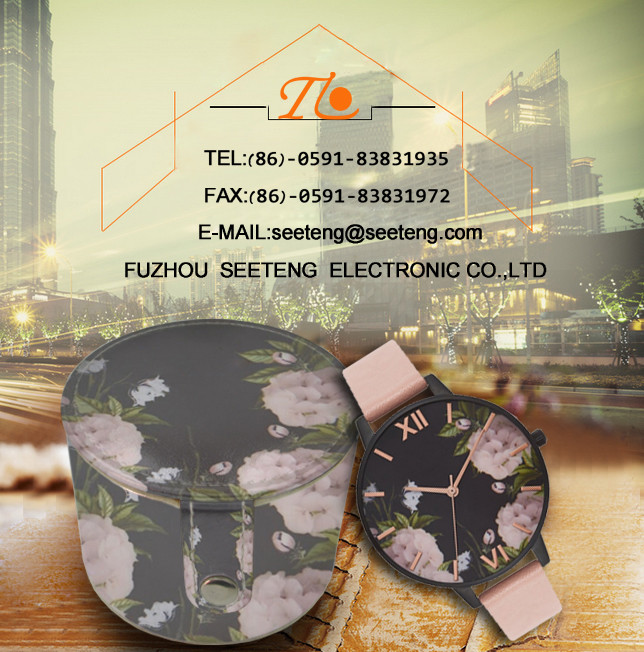 flower watch with pu leather band fashion watch for ladies with a pu flower design box