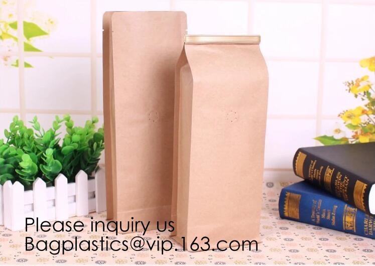 Coffee bean bag air valve kraft paper octagonal sealing aluminum foil self-supporting k bag custom coffee packagin