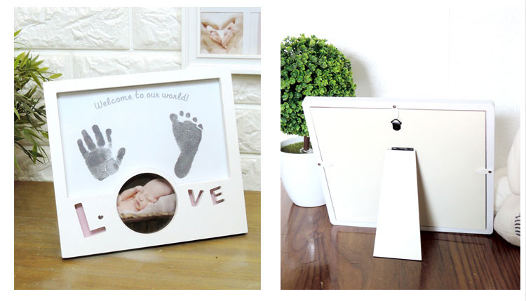 Custom Baby Birth Souvenirs Inkless Handprint / Footprint Photo Frame for Parents Gift