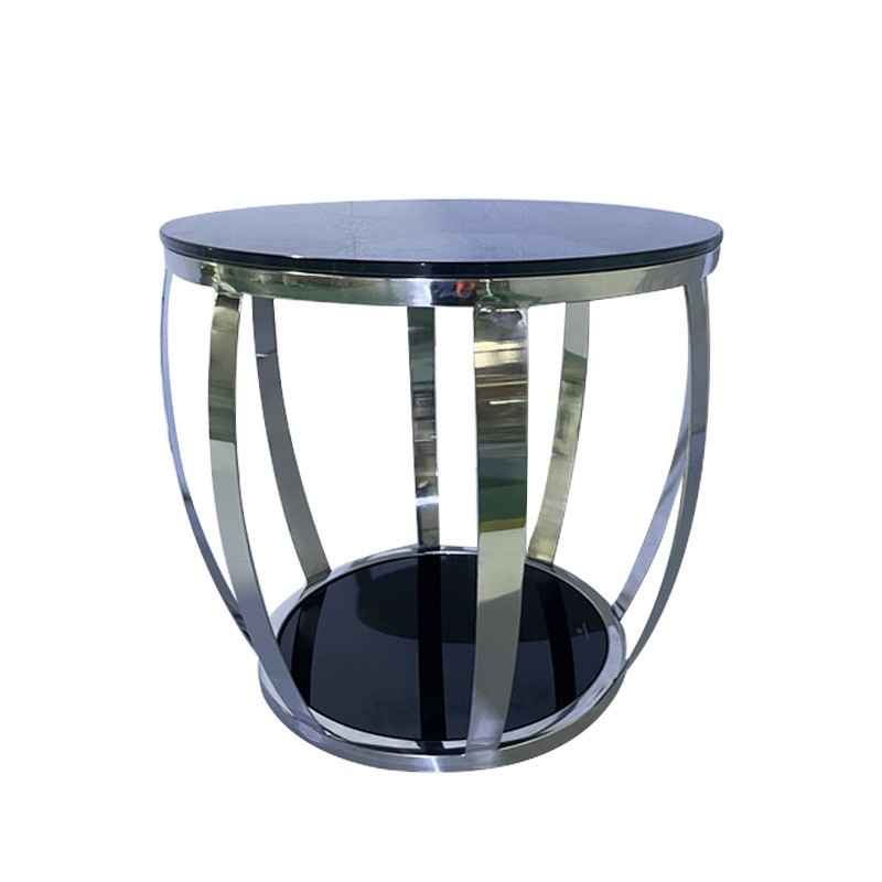 Home / Hotel Application Metal Round Table Bathroom Shelf with Hooks