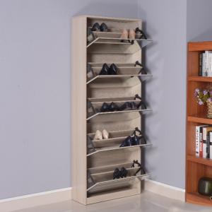 China Wooden Simple Brown Mirror Shoe Rack Cabinet For Apartment And Storage room on sale