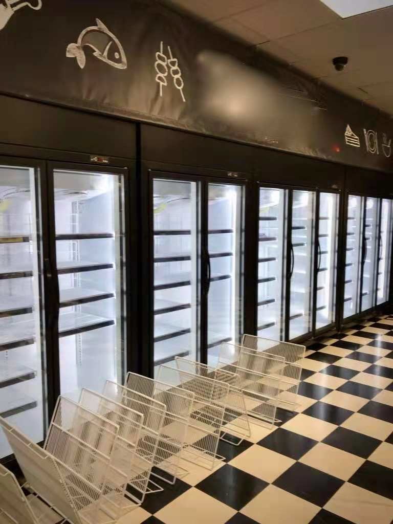 Vertical Glass Door Display Freezer With Dynamic Cooling / Refrigerated Meat Display Showcase
