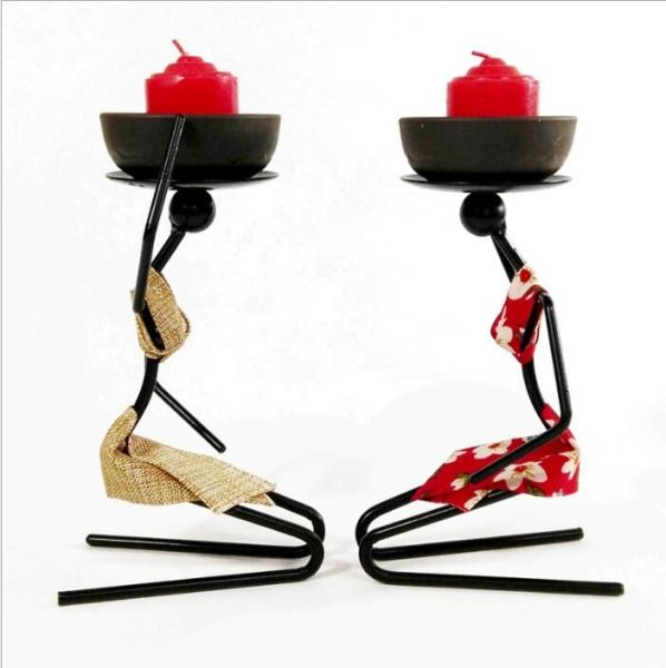 Banquet Party Snack Dish Tableware Stand Iron Candlestick African Woman