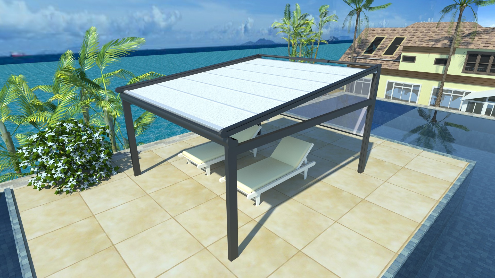 Freestanding 150mm Blade Aluminum Louvered Retractable Patio Roof